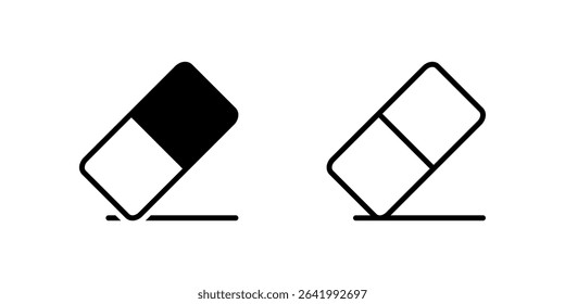 Clean eraser icon set ideal for correction and stationery themes