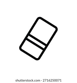 Clean eraser line icon for editing, deleting and correction concepts. Minimal outline vector design for education, office tools, apps, UI, websites and digital projects.