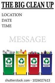 A clean up event poster flyer on a white background