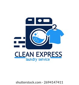 Logotipo del Vector Clean Express para servicios de lavandería 