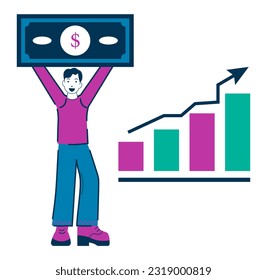Clean Expressive Finance Character Scene. Vector illustration eps10