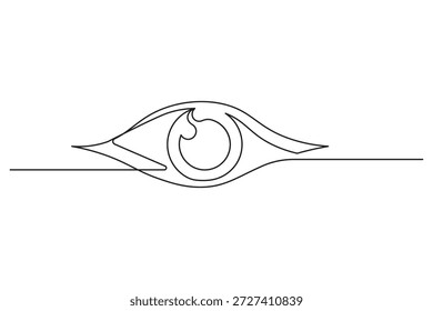 Ilustração de contorno de uma linha contínua de olho limpo de uma íris humana focada e vigilante