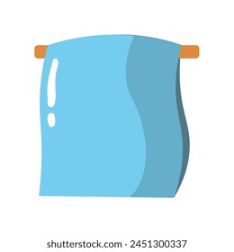 Clean fabric dried in the sun, towel on hanger vector illustration, cartoon cloth hanging, laundry flat icon design illustration