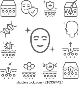 Clean, face icon in a collection with other items