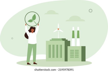 clean factory with renewable energy.Vector illustration.