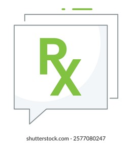 A clean filled line prescription note icon, ideal for digital pharmacy apps, e-prescription platforms, and medical record interfaces.