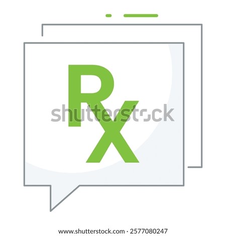 A clean filled line prescription note icon, ideal for digital pharmacy apps, e-prescription platforms, and medical record interfaces.