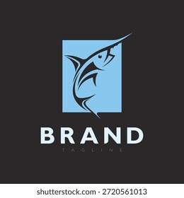 Icono de Vector de logotipo de símbolo de pescado limpio para diseño de identidad de marca oceánica
