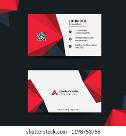 Clean Flat Black Red Premium Corporate Business Visiting Card