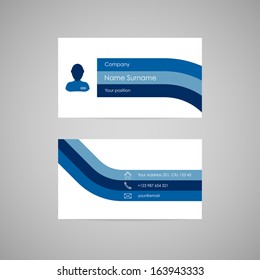 Clean flat blue vector business card template