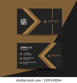 Clean Flat Design Black Brown Premium Corporate Business Visiting Card