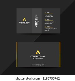 Clean Flat Design Black and Gold Premium Corporate Business Visiting Card