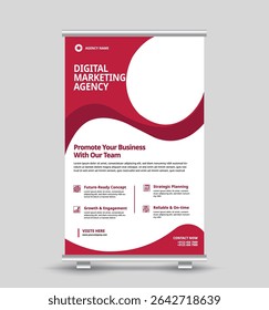 A clean and flat design flyer template made for digital marketing agencies. Featuring vibrant red accents, service lists, and contact info, this template is ready for printing and digital use.