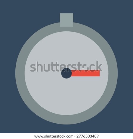 A clean flat design graphic featuring a grey stopwatch icon with a red hand indicating forty five minutes elapsed time