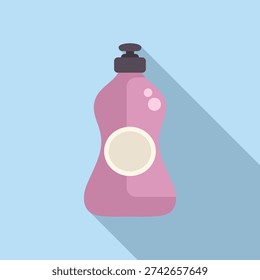 Clean, flat design of a pink liquid soap dispenser with shadow, ideal for hygienerelated content