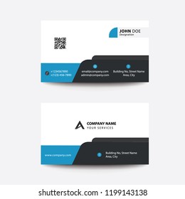 Clean Flat Design Plain Blue Corporate Business Visiting Card