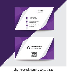 Clean Flat Design Purple Fold Style Corporate Business Visiting Card