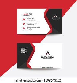 Clean Flat Design Red and Black Premium Corporate Business Visiting Card