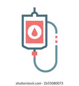 Un icono plano y limpio que representa una bolsa de sangre, a menudo utilizada en contextos médicos. 