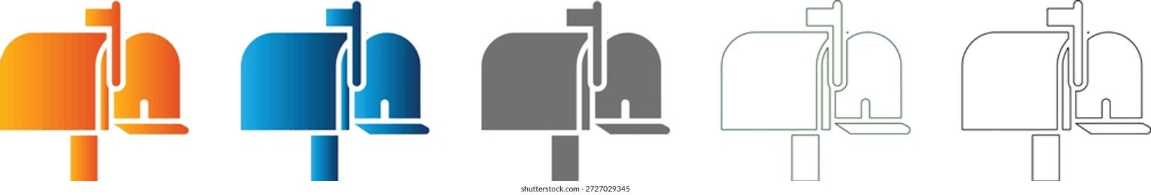Um ícone plano limpo que representa uma caixa de correio, parte de um conjunto de ícones versátil. Gráfico vetorial preto sólido, isolado no fundo branco para facilitar a integração.