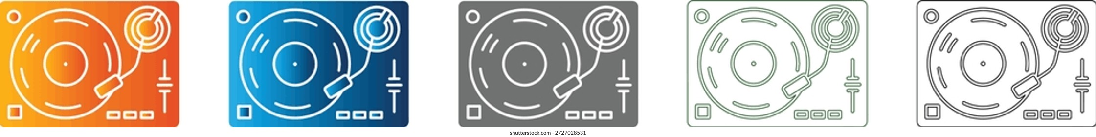 Un icono plano y limpio que representa un tocadiscos, parte de un conjunto de iconos unificados. Gráfico de Vector negro sólido, aislado en blanco.