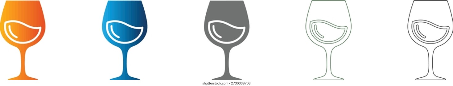 Un icono plano limpio de una copa de vino, presentado como una Ilustración vectorial versátil dentro de un conjunto de iconos cohesivo, aislado en blanco, perfecto para diseños relacionados con bebidas.