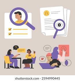 Clean Flat Icons Recruitment Interview Jobs