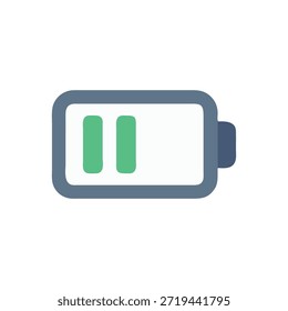 Ilustración limpia y plana de la carga de la batería con segmentos verdes contra un telón de fondo negro que muestra el estilo digital.