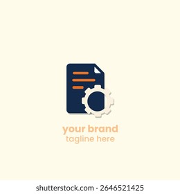 A clean flat logo combining a gear and an invoice document perfect for accounting software, billing automation, and smart finance platforms.