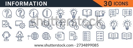 A clean, flat, and minimalist vector icon set comprising 17 symbols related to data, analysis, and network concepts.