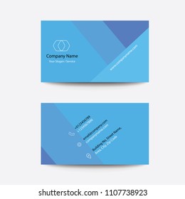 Clean Flat Modern Blue Fold Business Card Template