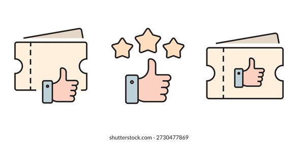 Clean flat outline icon set featuring thumbs up and “like” symbols in various contexts such as users, social media, web, notifications, settings, approval, rating, and feedback. Perfect for UI, UX, apps, websites, and digital marketing.