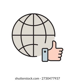Conjunto de iconos de contorno plano limpio con pulgares hacia arriba y "me gusta" en varios contextos, como usuarios, redes sociales, Web, notificaciones, Configuraciones, Aprobación, calificación y Comentarios. Perfecto para UI, UX, App, Sitios web y marketing digital.