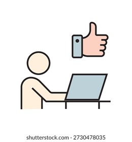 Reinigen Sie flache Umrisssymbole mit Daumen nach oben und "Gefällt mir"-Symbolen in verschiedenen Kontexten wie Benutzern, sozialen Medien, Web, Benachrichtigungen, Einstellungen, Genehmigung, Bewertung und Feedback. Perfekt für UI, UX, Apps, Websites und digitales Marketing.