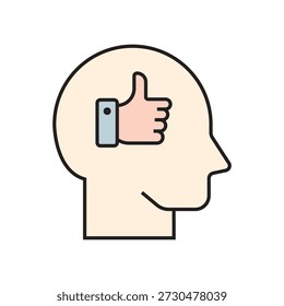 Clean flat outline icon set featuring thumbs up and “like” symbols in various contexts such as users, social media, web, notifications, settings, approval, rating, and feedback. Perfect for UI, UX, apps, websites, and digital marketing.