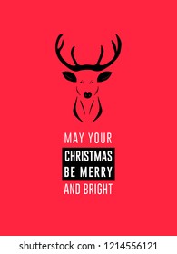 Clean Flat Reindeer Christmas and Holiday Wishes Invitation Card Flyers