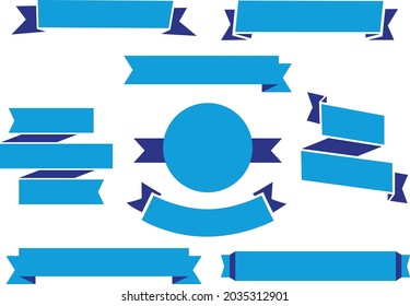 Clean and flat set with 9 different ribbon banners in several curved fold rounded and corner angle shapes