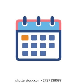 Clean flat style calendar icon highlighting specific date. Modern design with muted color palette centered on a black backdrop.