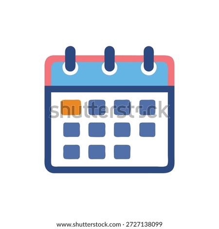 Clean flat style calendar icon highlighting specific date. Modern design with muted color palette centered on a black backdrop.