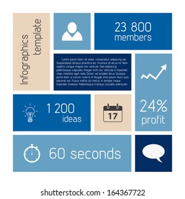 Clean flat vector blue color light infographics background template