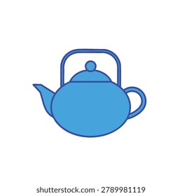 A clean flat vector icon of a blue teapot isolated on a white background suitable for beverage and kitchen design