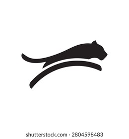 A clean, flat vector icon illustration showing the silhouette of a panther or cougar in a dynamic leaping or jumping motion against white background.