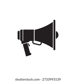A clean flat vector icon of a megaphone bullhorn isolated on a white background, perfect for marketing, public announcements, and protest design themes. Suitable for web UI UX, mobile app icons, or business presentations