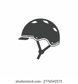 A clean flat vector icon representing a protective bicycle helmet, isolated on a white background for sports and safety design concepts.