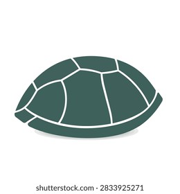 A clean flat vector icon representing a green turtle shell with visible scute patterns on a white background.
