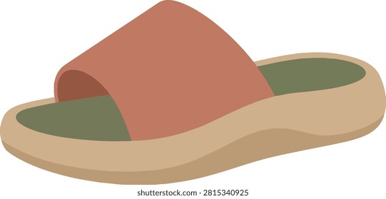 Clean flat vector illustration of a brown leather buckle sandal isolated on a white background. Casual open-toe footwear designed for everyday comfort, summer fashion, and lifestyle design projects.