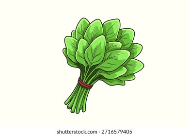 Ilustração vetor plana limpa de folhas de espinafre frescas. conceito vegetal verde saudável adequado para nutrição, vegan, comida orgânica, dieta e estilo de vida saudável. Isolado no fundo branco.