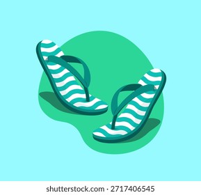 Saubere, flache Vektorgrafik moderner Sommer-Flip-Flops, die für Design-Konzepte für Strand, Urlaub und die warme Jahreszeit erstellt wurden.