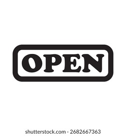 Ilustração vetorial plana limpa de texto aberto em estilo de letra moderno isolado no fundo branco. Ideal para projetos de design, sinalização, impressão e criação.