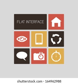 Clean flat vector retro color square user interface template